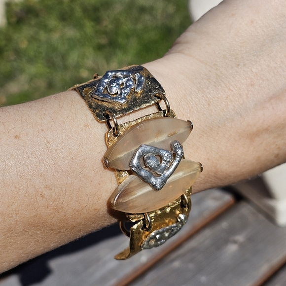 J. Jansen mixed metal handmade necklace & bracelet set - Picture 3 of 10